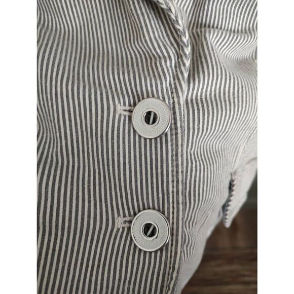 Anthropologie Allihop Striped Cotton 3/4 Sleeve Floral Cuff Jacket Women's M - Picture 6 of 9